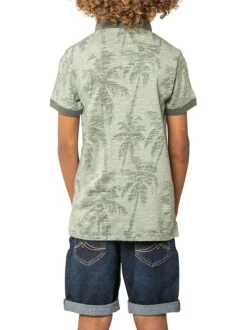 Polo en coton vert d'eau tropical pourvu d'une coupe droite et d'un col polo