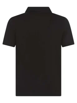 Polo noir uni en coton mélangé avec une coupe droite et un col à revers