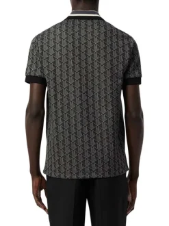Polo anthracite fantaisie avec un col boutonné et des manches courtes