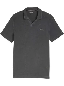 Polo anthracite uni pourvu d'une coupe droite et de manches courtes