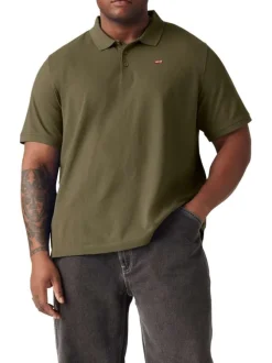 Polo Big Original Hm en coton kaki uni pourvu d'un col boutonné