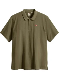 Polo Big Original Hm en coton kaki uni pourvu d'un col boutonné