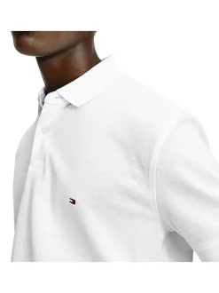 Polo blanc en coton biologique maille piquée à col boutonné et manches courtes