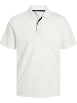 Polo blanc en maille piquée à coupe droite avec logo poitrine et manches courtes