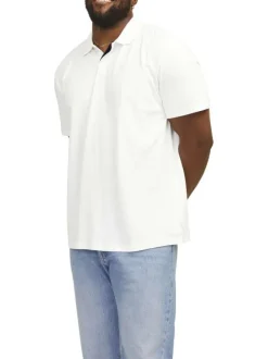 Polo blanc en maille piquée à coupe droite avec logo poitrine et manches courtes