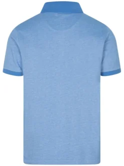 Polo bleu grande taille en coton maille piquée coupe droite col boutonné