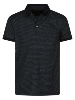 Polo bleu marine à petits motifs avec une coupe regular fit et le logo