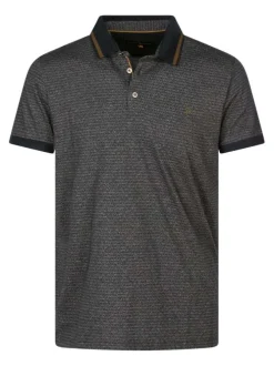 Polo bleu marine à petits motifs marrons avec une coupe regular fit