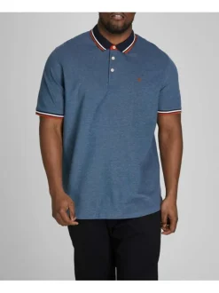 Polo bleu pour homme avec logo en coton coupe droite PAULOS