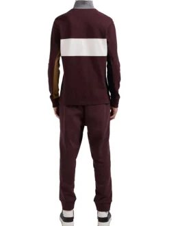 Polo bordeaux uni à coupe droite, col boutonné et à manches longues