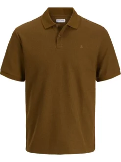 Polo camel Austin en maille piquée à coupe droite avec des manches courtes