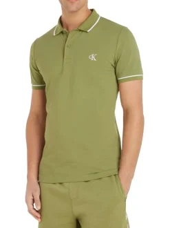 Polo en better coton initiative kaki avec coupe près du corps et col boutonné