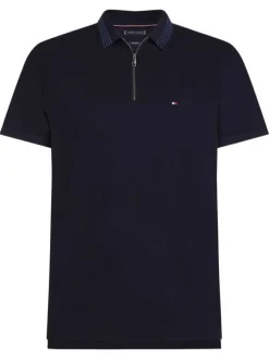 Polo en better coton initiative noir uni droit avec un col zippé