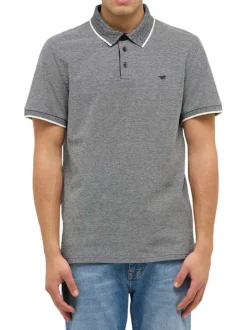 Polo en coton anthracite uni pourvu d'un col boutonné et d'une coupe droite