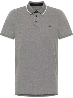 Polo en coton anthracite uni pourvu d'un col boutonné et d'une coupe droite
