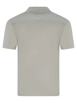Polo en coton beige bi-matière avec une coupe droite et un col à rabats