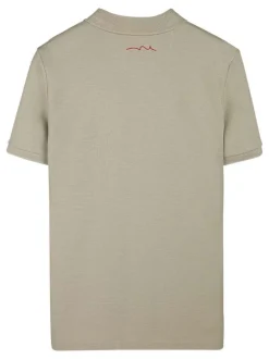 Polo en coton beige à coupe droite pourvu d'un col à revers texturé