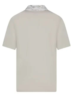 Polo en coton beige uni avec une coupe droite et un col à revers