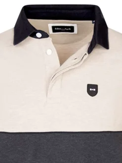 Polo en coton bicolore à coupe droite avec un petit patch brodé à la poitrine