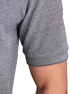 Polo en coton biologique anthracite à coupe droite pourvu d'un col boutonné