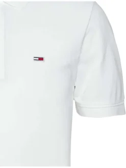 Polo en coton biologique blanc maille piquee à coupe droite et col boutonné