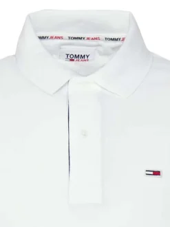 Polo en coton biologique blanc maille piquee à coupe droite et col boutonné