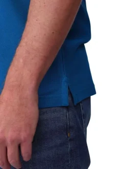 Polo en coton biologique bleu canard uni avec une coupe droite