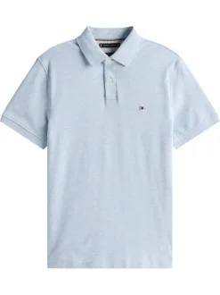 Polo en coton biologique ciel avec un col à rabats et des manches courtes