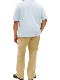 Polo en coton biologique ciel uni avec une coupe droite et un col boutonné