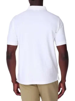 Polo en coton biologique écru uni avec une coupe droite et un col boutonné