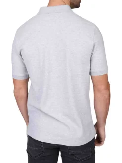 Polo en coton biologique gris clair uni avec une coupe droite et un col à revers