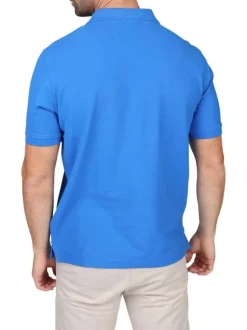 Polo en coton biologique indigo uni avec une coupe droite et un col à revers