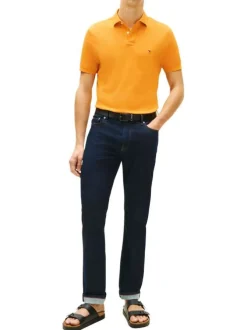Polo en coton biologique jaune à coupe droite pourvu d'un col à revers