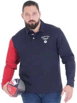 Polo en coton biologique marine bicolore à coupe droite avec un col à revers