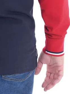 Polo en coton biologique marine bicolore à coupe droite avec un col à revers