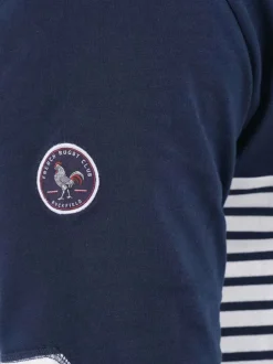 Polo en coton biologique marine rayé avec un col à revers et une coupe droite