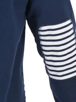 Polo en coton biologique marine rayé avec un col à revers et une coupe droite