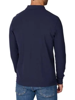 Polo en coton biologique marine uni avec une coupe droite et des boutons