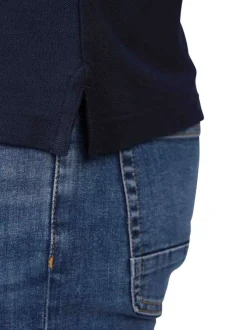 Polo en coton biologique marine uni avec une coupe droite et un col à revers