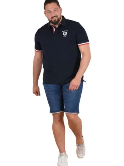 Polo en coton biologique marine uni pourvu de manches courtes