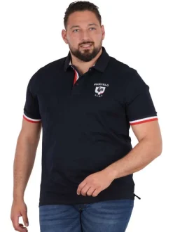 Polo en coton biologique marine uni pourvu de manches courtes
