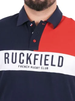 Polo en coton biologique marine uni pourvu d'un col boutonné