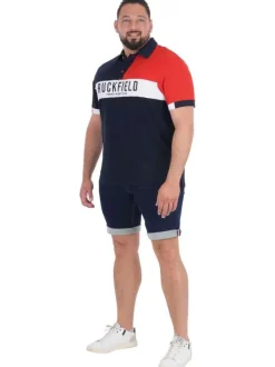 Polo en coton biologique marine uni pourvu d'un col boutonné