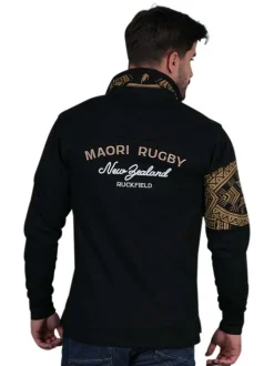 Polo en coton biologique noir à maille piquée avec une coupe droite