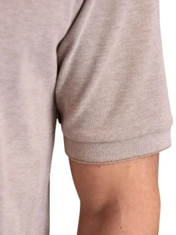 Polo en coton biologique taupe à coupe droite pourvu d'un col boutonné