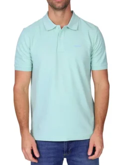 Polo en coton biologique vert d'eau uni avec une coupe droite