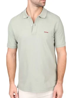 Polo en coton biologique vert uni avec une coupe droite et un col à revers