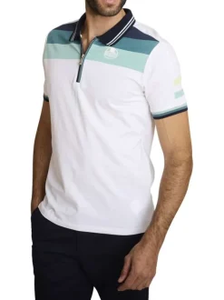 Polo en coton blanc à coupe droite pourvu de manches courtes