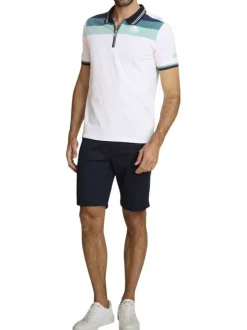 Polo en coton blanc à coupe droite pourvu de manches courtes