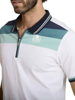 Polo en coton blanc à coupe droite pourvu de manches courtes